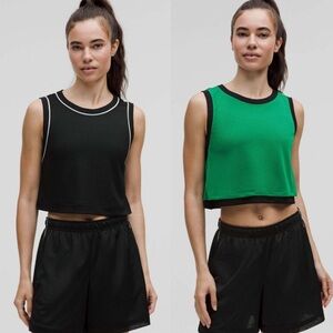 NWT Lululemon Double-Layered Mesh Reversible Tank Top Black / Raceway Green